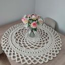 Okrągła serweta szydełkowa ze sznurka bawełnianego 80 cm - handmade