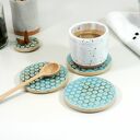 Ceramiczny zestaw 3 podkładek i podstawka na świeczkę - styl skandynawski