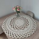 Okrągła serweta szydełkowa ze sznurka bawełnianego 80 cm - handmade