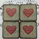 Ręcznie wykonane podkładki decoupage vintage - Prowansja, shabby chic i farmhouse (komplet 4 szt.) 