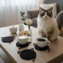 Podkładki pod kubek ze sznurka Koty rękodzieło na prezent PS23