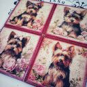 Ozdobne podkładki pod kubki z pieskami Yorkshire Terrier