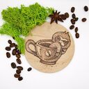 Drewniana ręcznie wypalana podkładka pod kubek handmade - leniwiec