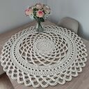 Okrągła serweta szydełkowa ze sznurka bawełnianego 80 cm - handmade