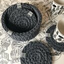 Komplet czterech podkładek z koszyczkiem ze sznurka 14 cm - 18,5 cm