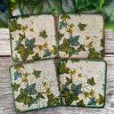 Dekoracyjne podkładki decoupage z wiewiórkami - komplet 4 szt. 10x10 cm