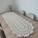 Bieżnik owalny szydełkowy ze sznurka bawełnianego 50x150 cm - ozdoba Twojej jadalni