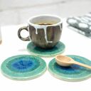 Lazurowe wybrzeże - ceramiczne podstawki pod filiżanki