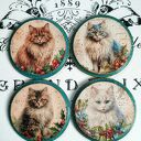 Dekoracyjne podkładki Magiczne Kotki decoupage vintage shabby chic