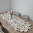 Bieżnik owalny szydełkowy ze sznurka bawełnianego 50x150 cm - ozdoba Twojej jadalni