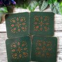 Dekoracyjne podkładki decoupage w stylu vintage - zielony komplet 4 szt.