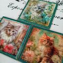 Ozdobne podkładki decoupage Magiczne Kotki - komplet 3 sztuk 10x10 cm