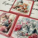 Dekoracyjne podkładki decoupage Magiczne Kotki - komplet 3 szt. (10x10 cm)