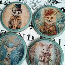 Dekoracyjne podkładki decoupage Baśniowa Kraina - komplet 4 sztuk