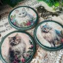 Dekoracyjne podkładki decoupage z kotkami (komplet 3 szt.)