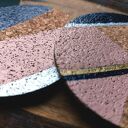 Cork Modern NavyBlue&Pink Set of 2 Coasters
