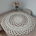 Okrągła serweta szydełkowa ze sznurka bawełnianego 80 cm - handmade