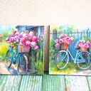 Para podkładek Rowerowe love - no waste, rustykalne 10x10 cm z decoupage