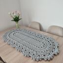 Ręcznie robiony owalny bieżnik szydełkowy 50x100 cm ze sznurka bawełnianego
