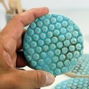 Ceramiczny zestaw 3 podkładek i podstawka na świeczkę - styl skandynawski