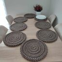 Komplet podkładek szydełkowych pod talerze ze sznurka 8szt - 32cm