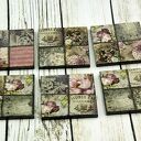 Podkładki pod kubki Vintage - komplet 6 drewnianych sztuk