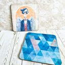 Para podkładek drewnianych Anielski duet 10x10 cm - dla pary