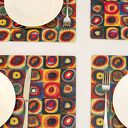 4 kolorowe podkładki korkowe Kandinsky - kwadraty i koła, zestaw 4 sztuk