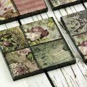 Podkładki pod kubki Vintage - komplet 6 drewnianych sztuk