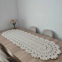 Bieżnik owalny szydełkowy ze sznurka bawełnianego 50x150 cm - ozdoba Twojej jadalni
