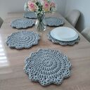 Komplet podkładek pod talerze szydełkowych ze sznurka 6szt -30cm