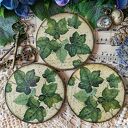 Dekoracyjne podkładki decoupage z zającami - komplet 3 sztuki (10 cm)