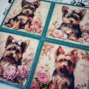 Ozdobne podkładki z pieskami Yorkshire Terrier (komplet 4 szt.)