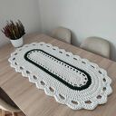 Ręcznie robiony bieżnik szydełkowy owalny 50 x 100 cm ze sznurka bawełnianego