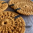 Podkładki pod kubki ze sznurka bawełnianego - szydełkowy komplet handmade