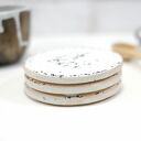 3 ceramiczne podkładki pod kubek - lastryko (Ø 9 cm), białe, ręcznie szkliwione