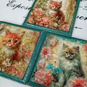 Dekoracyjne podkładki decoupage Magiczne Kotki - komplet 3 szt. 10x10 cm