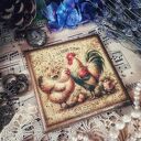 Ozdobna podkładka decoupage z kogutem - styl farmhouse (10x10 cm)