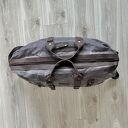 Duża szaro-brązowa torba podróżna Vintage - skóra i bawełna woskowana. 