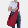 ręcznie zrobione vegan czerwona torba hobo w stylu boho / long boogi bag - do podróżne