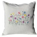 PODUSZKA LNIANA 40x40 cm z HAFTEM ŁĄKA WKŁAD GRATIS