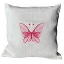 PODUSZKA LNIANA 40x40 cm z HAFTEM MOTYL WKŁAD GRATIS