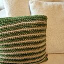 ♥ Zielona PODUSZKA OZDOBNA w beżowe paski ♥