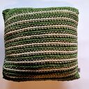 ♥ Zielona PODUSZKA OZDOBNA w beżowe paski ♥
