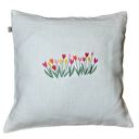 PODUSZKA LNIANA 40x40 cm z HAFTEM TULIPANY WKŁAD GRATIS