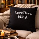 Zestaw 3 poszewek „Słowa jak zaklęcia” - czarne poduszki z typografią