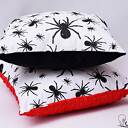 Handmade poduszka w pająki z czarnym polarem minky 39x39 cm na Halloween