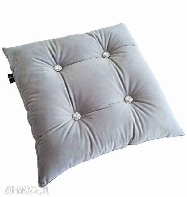 Poduszka dekoracyjna glamour gładka welurowa jasny szary