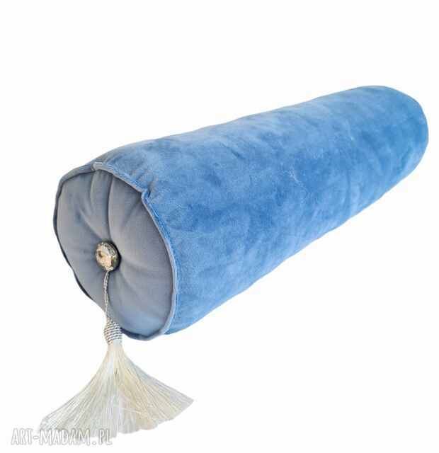 Poduszka premium wałek glamour niebieski
