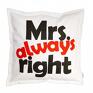 białe bawełna mr. Right mrs. Always poduszka filc